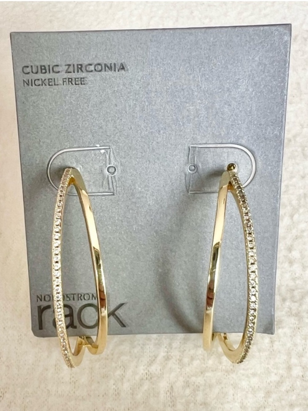 Nordstrom Gold-Tone Double Hoop Earrings with Cubic Zirconia